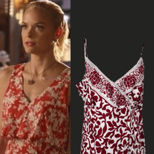 Hart of Dixie Style Red White Print Sundress Women's 12 Cotton Midi Cottagecore