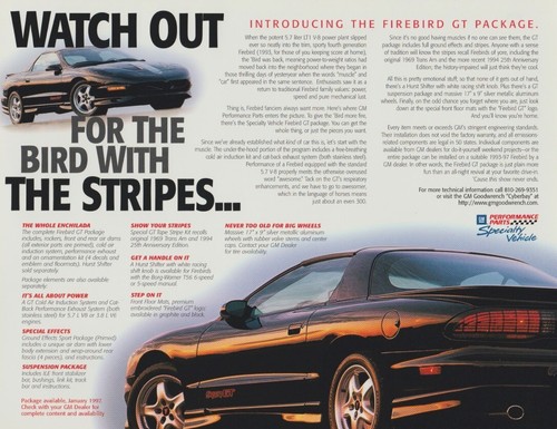 1997 Pontiac Firebird GT Package Info Card - Picture 2 of 2