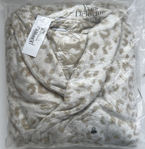 TIOMAN YVES DELORME FRANCE WOMEN ORGANIC COTTON MODAL SHAWL COLLAR BATH ROBE L - Picture 3 of 3