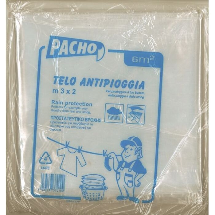 Telo Copribucato Parapioggia antipioggia in polietilene 2x3 metri trasparente