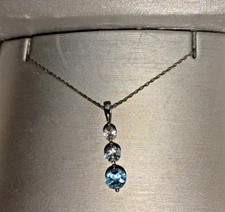 Zales Blue White Topaz Necklace New in Box