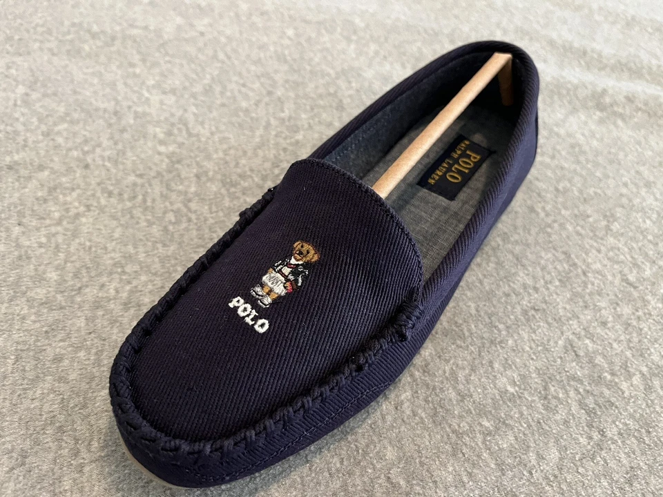 全新 Polo Ralph Lauren Declan 熊莫卡辛拖鞋 海军蓝 女士 7 — 第 3/4 张图片