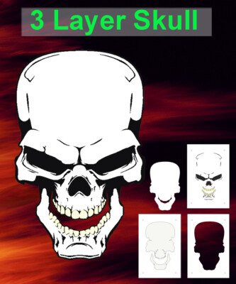 skull 28 airbrush stencil three layer template spray vision best multi layer ebay