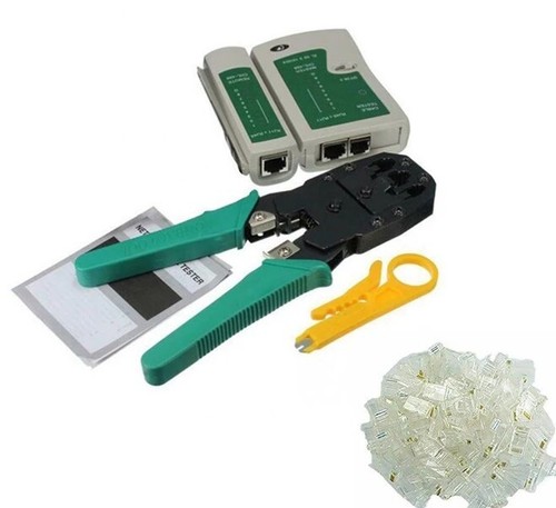Cable Tester+Crimp Crimper+100 RJ45 CAT5 5e CAT6 Connector Plug Network Tool Kit - Picture 7 of 16