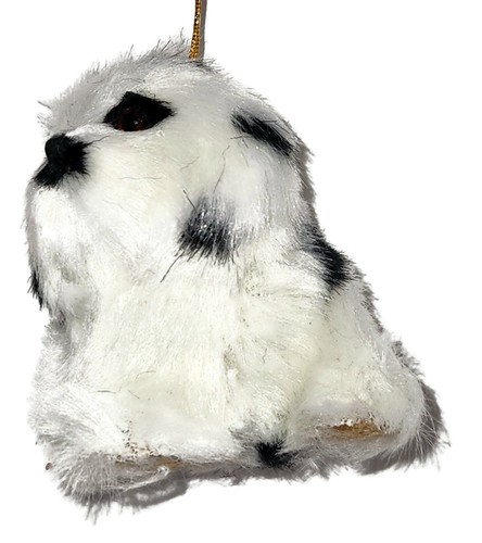 Furry DOG Animal Ornament - Style 2 - 3.5" with Gold Cord Holiday Decor SALE - Picture 3 of 6