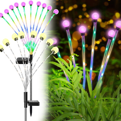 2 Packs LED Solar Firefly Lamp Garden Waterproof Swaying Landscape Lights Decor