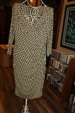 Ralph Lauren  Yellow Black Chain Pattern Knit Faux wrap Dress Ladies  16  (b175)