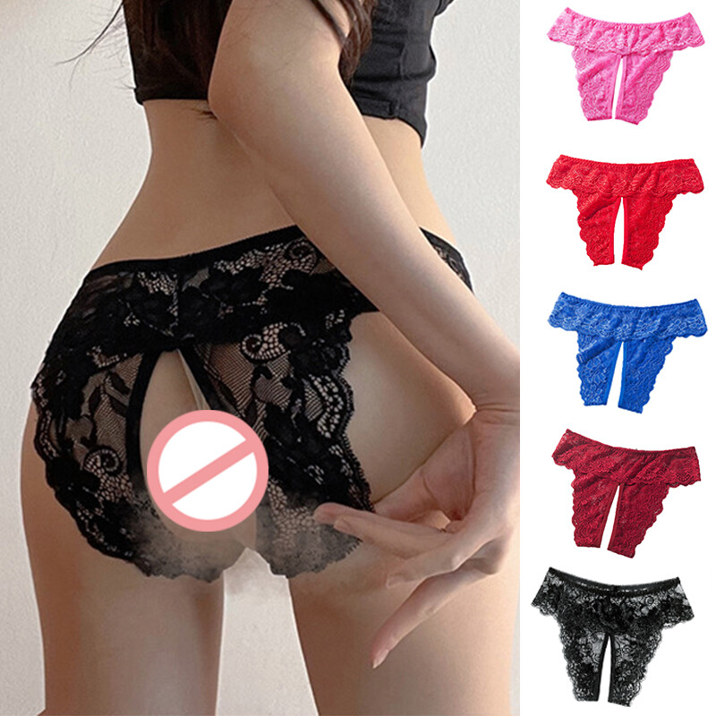 Sexy Women's Lace Floral G-String Thong Underwear Crotchless Panties