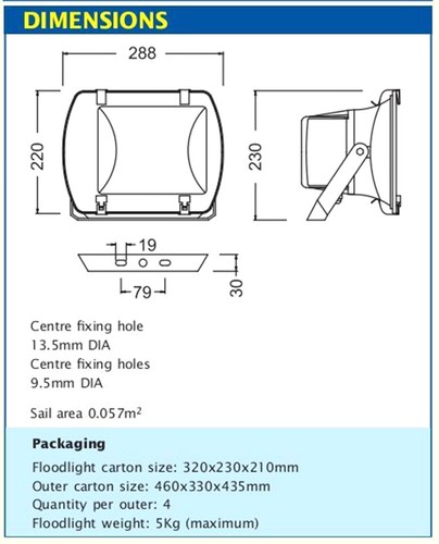 52W Compact Fluorescent CFL Outdoor Security Floodlight Heavy Duty Cool White - Picture 4 of 4