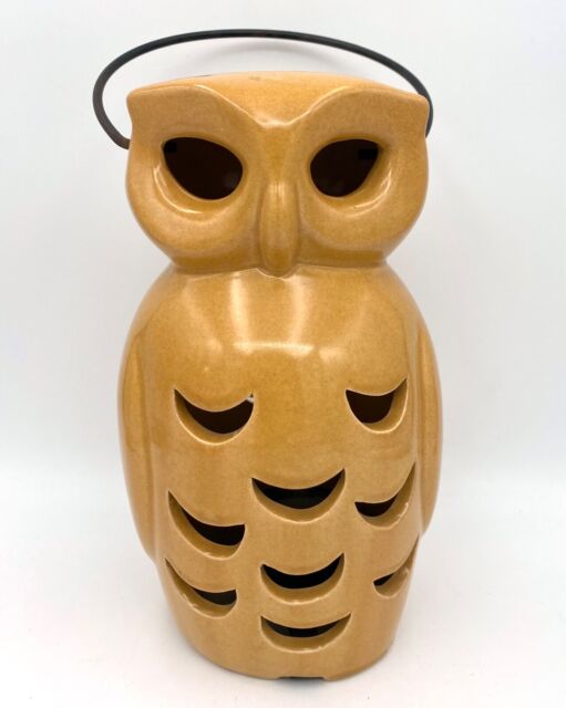 Vintage Brush McCoy Ceramalite Owl Lantern in Gold 10+”Tall Vintage Brush McCoy Ceramalite Owl Lantern in Gold 10+”Tall