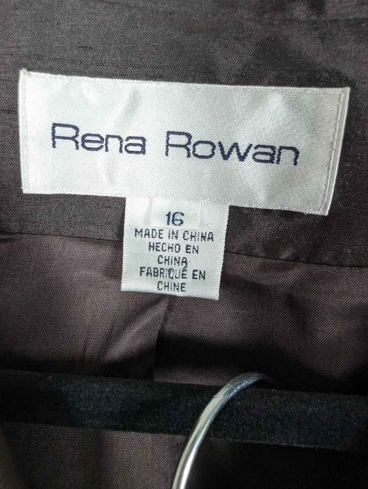 Rena Rowan Pantalón de Seda Traje 16 Negro Dos Piezas Blazer Pantalones Conjunto Forrado Clase Carrera Foto 2 de 4