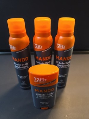 4 Pack Mando Men s Whole Body Mt. Fuji  Deodorant 72 Hr Invisible SPRAYS & STICK