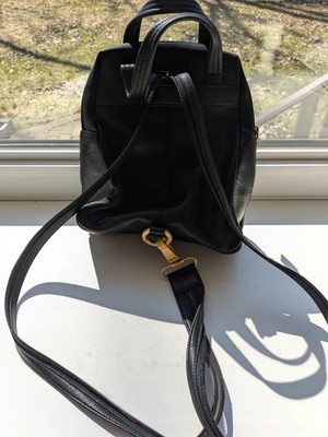 Tignanello Black Leather Women’s Backpack Tignanello Black Leather Stitched Backpack Purse 10 x 8.5  main image 3