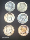 SIX (6) 1964 JOHN F KENNEDY (JFK) HALF DOLLAR LOT TONING AND MIRROR FINISHING