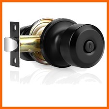 Matte Black Keyless Privacy Door Knob, Modern Interior Bath/Bed Door Lock, Bl...