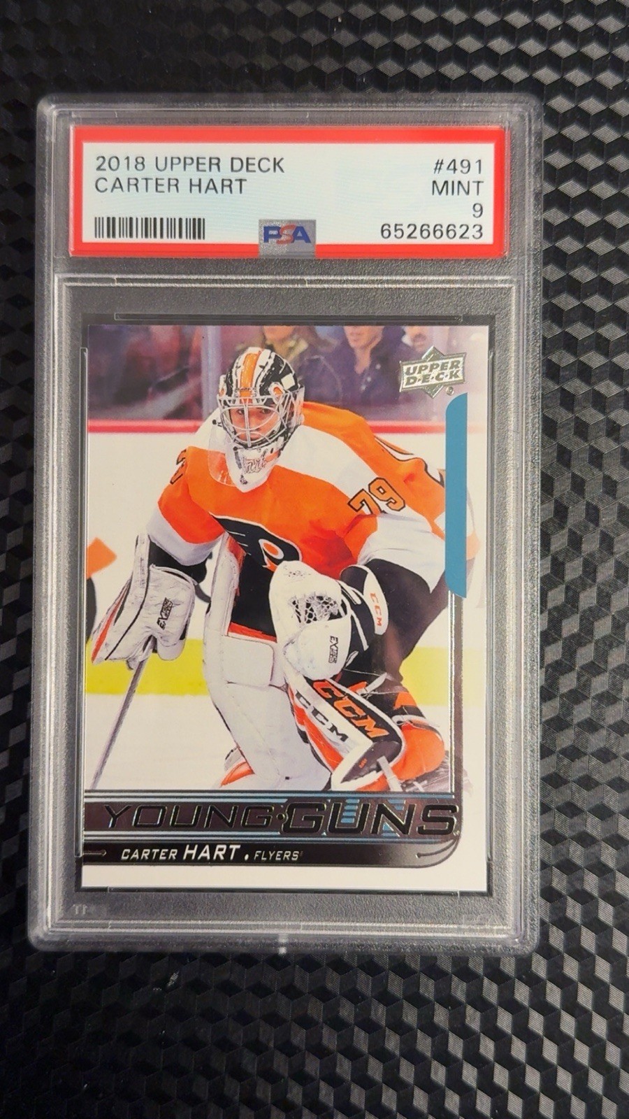 2018 UD Upper Deck Series 2 #491 Carter Hart Young Guns RC Rookie PSA 9
