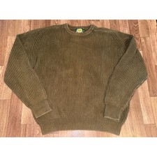 Cabelas Mens XL Olive Green 100% Cotton Shaker Knit Sweater Made in Australia