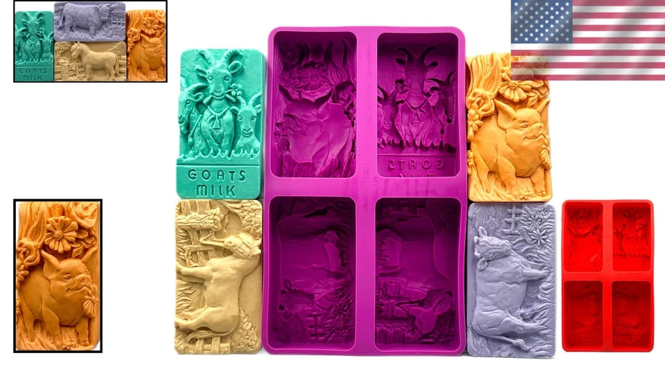Versatile Livestock Silicone Mold - Goat, Cow, Pig & Horse Designs for Crafts - Image 2 of 4