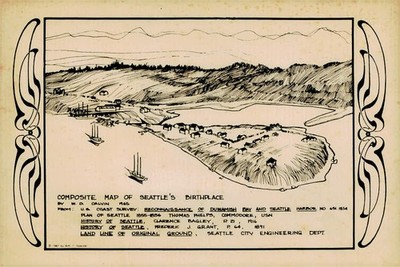 Seattle Underground Tour Birthplace Composite Map Vintage Postcard 1973