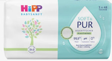 4062300445475 Hipp Soft & Pur Chusteczki Nawilżane 3x48 szt. Hipp