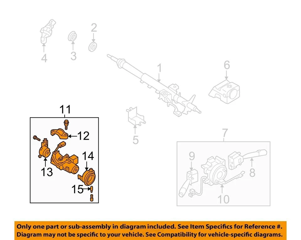 Interruptor de cilindro de encendido Subaru Outback 2005-2007 inmovilizador y 1 llave 83191AG08A Foto 3 de 4