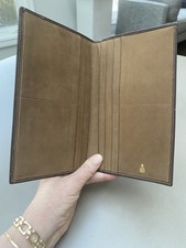 SALE Vintage Mark Cross Brown Billfold Wallet Signature Canvas Leather Italy