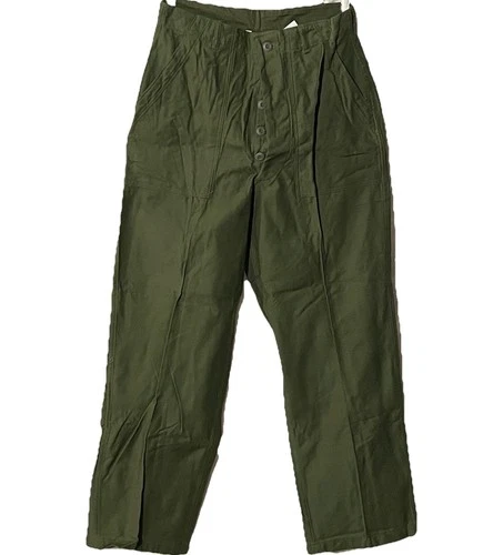 VTG OG 107 Type 1 Green Military Vietnam Sateen Trousers Pants 34x31 Button Fly