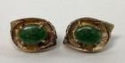 Beautiful Vintage 10k Yellow Gold Jadeite Jade Clip Earrings 4.8 Grams — photo 6