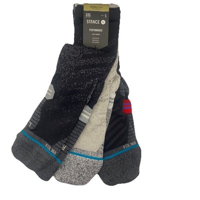 STANCE FEEL360 Run Crew ST Socks - Stance Crew Socks 3-Pack LARGE [US M 9-13]