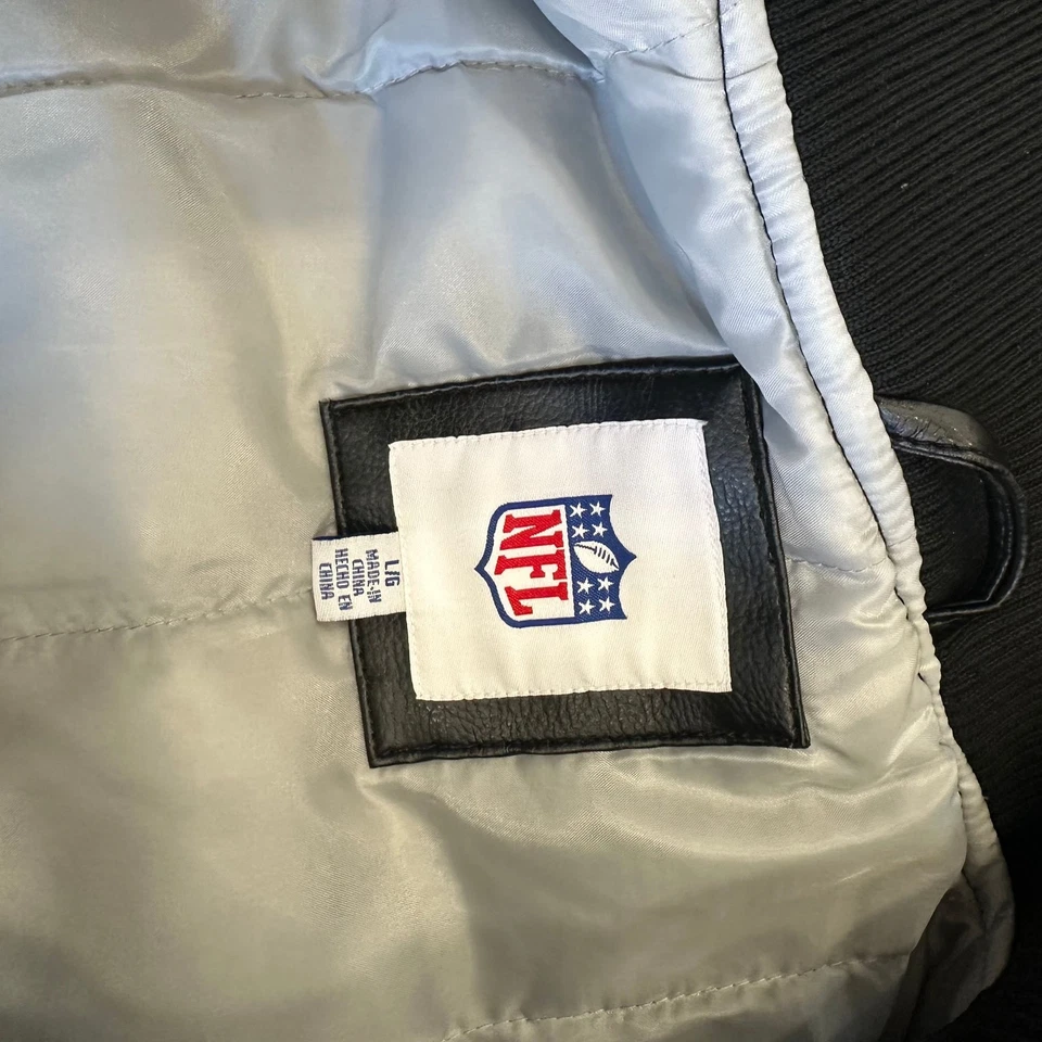 复古 Oakland Raiders GIII 皮革夹克成人特大号全拉链 AFC 90 年代 — 第 3/3 张图片