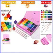 HIMI 24-Color Gouache Paint Set with Brushes, Palette & Jelly Cup Design for ...