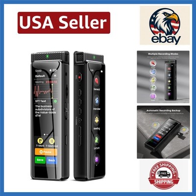 Touchscreen Voice Recorder, 136GB Capacity, Offline Speech-to-Text & Bluetooth
