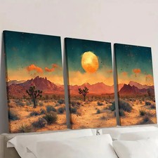 3pcs Joshua Tree Painting National Park  Wall Art Canvas  Unframed/Framed