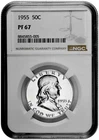 1955 50C Proof Silver Franklin Half Dollar NGC Graded PF 67 White Coin