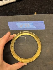 (N27) Antique French Mantle Clock Back Bezel Door Part Brass & Beveled Glass