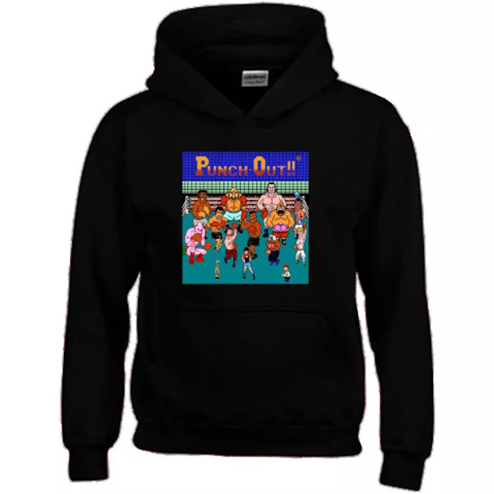Mike Tyson s Punch Out Retro Games Logo Men s Black Hoodie Sweatshirt Size S 3XL