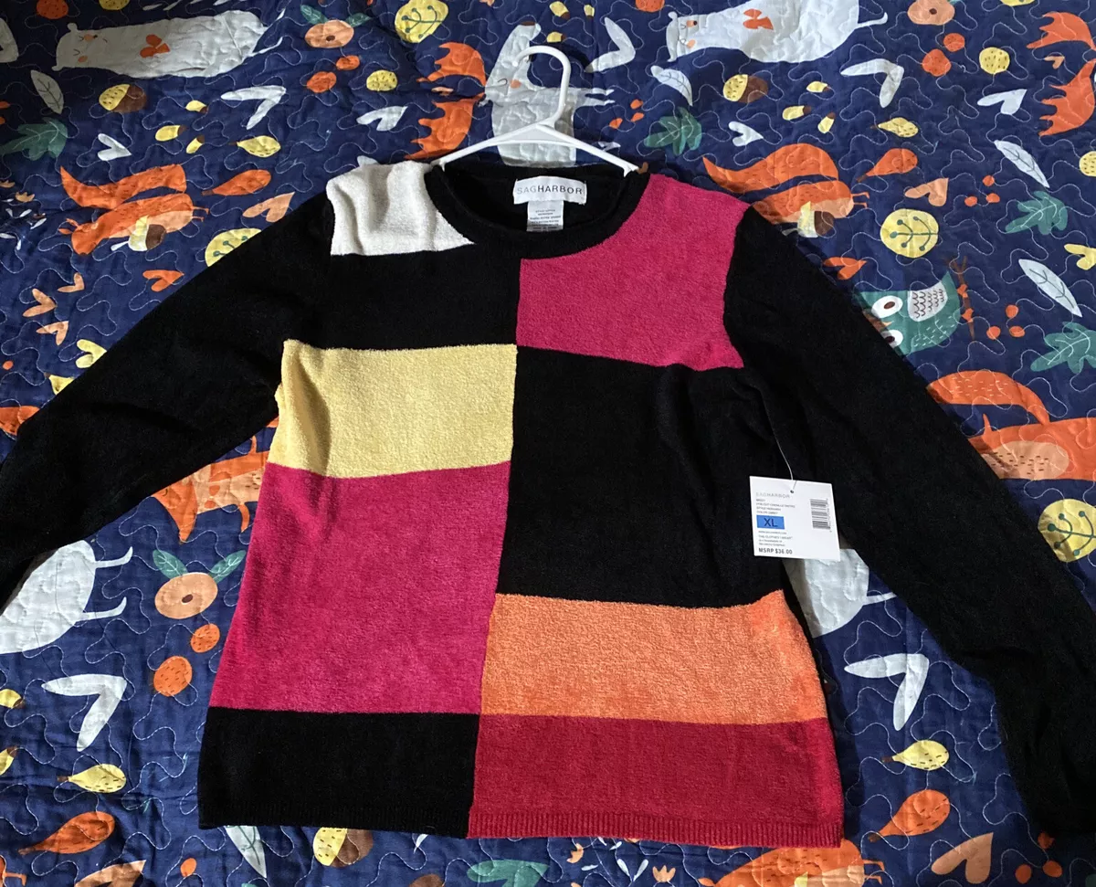 Color block chenille clearance sweater
