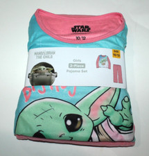 STAR WARS MANDALORIAN THE CHILD 2 PC FLEECE PAJAMA SLEEPWEAR SET SZ 10/12 GIRLS