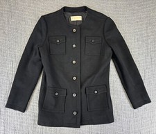 Pendleton Black Button Womens Sz 10 Jacket Black Pure Virgin Wool Front Pockets