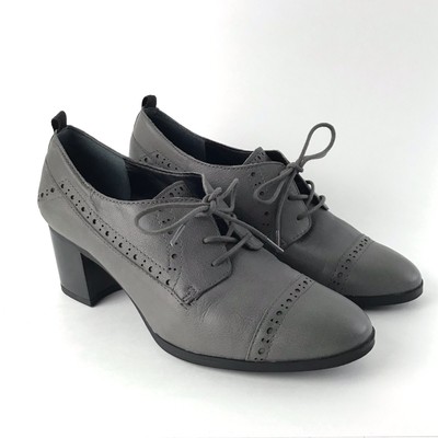 Franco Sarto Alberta Women's Lace Up Cap Toe Grey Leather Oxford Heel Sz 7.5 | eBay