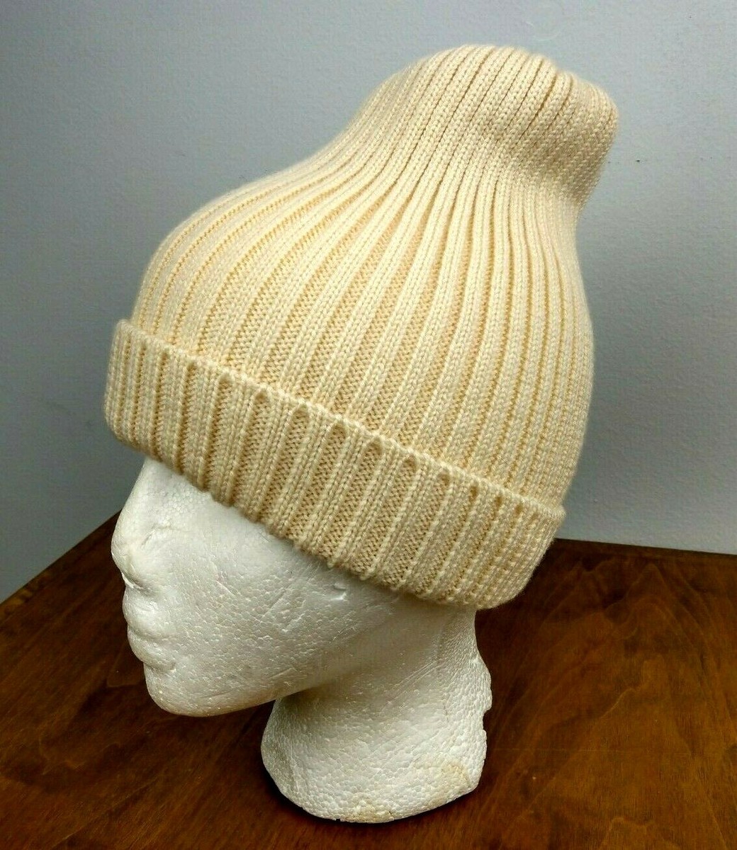 CATYA Italy 100% MERINO WOOL Knit Beanie One Size Hat Cream  display picture 1