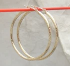 1.5" Diamond Cut Hoop Earrings REAL 10K Yellow Gold 2mm X 40mm FREE SHIPPING