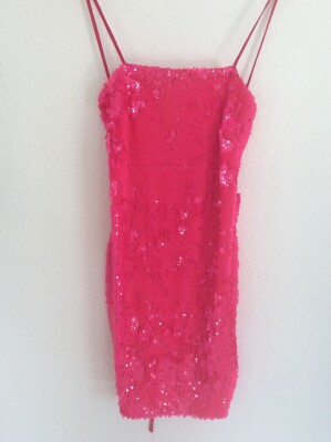 i saw it first pink sequin dress Velvi - Size Medium, Florence One Sleeve Sequin Mini Dress - Pink Ice - Final Sale