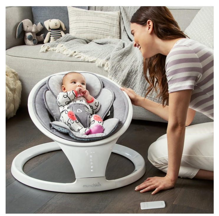Munchkin® Bluetooth Enabled Infant Baby Swing,5 Ranges of Motion, White, Unisex