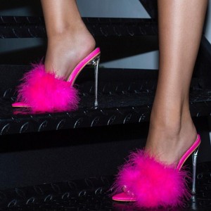 fuzzy heeled slippers
