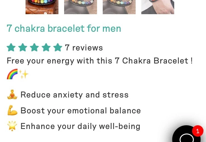 Pulsera de cuentas de piedra de 7 chakras de cuero trenzado cierre magnético estrés curativo #274 Foto 4 de 4