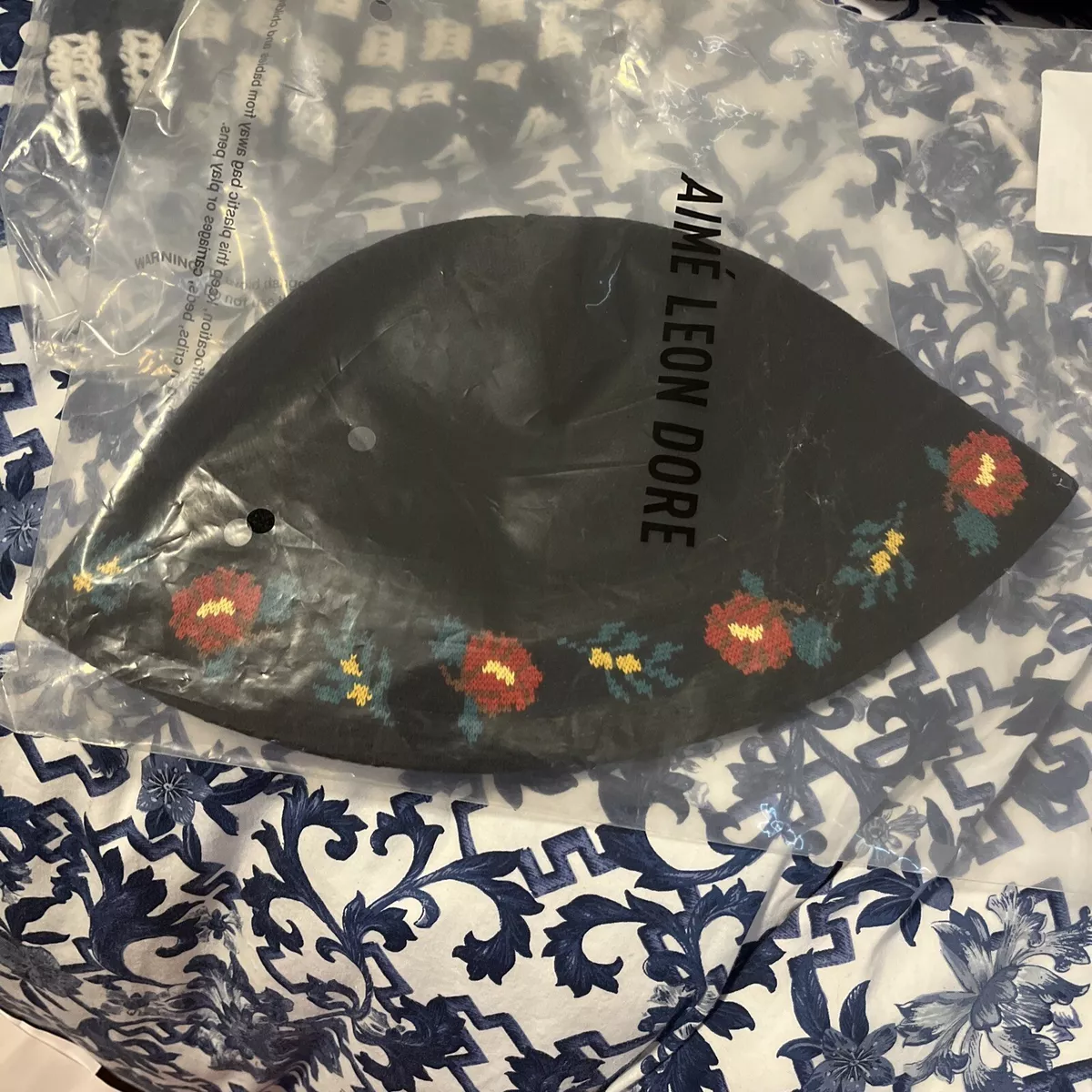 Aime Leon Dore Floral Knit Bucket Hat Black Brand new in bag | eBay