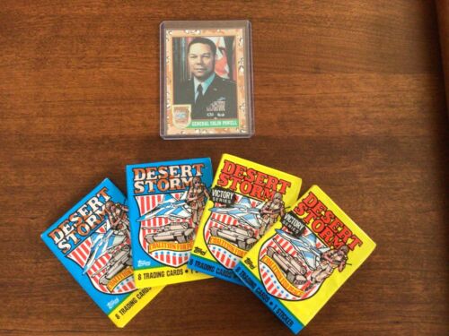 1991 Topps Desert Storm Cards General Colin Powell Rookie + 4 packs non ouverts - Photo 1/3