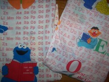 VINTAGE SESAME STREET ABC'S CRIB SHEETS FITTED FLAT