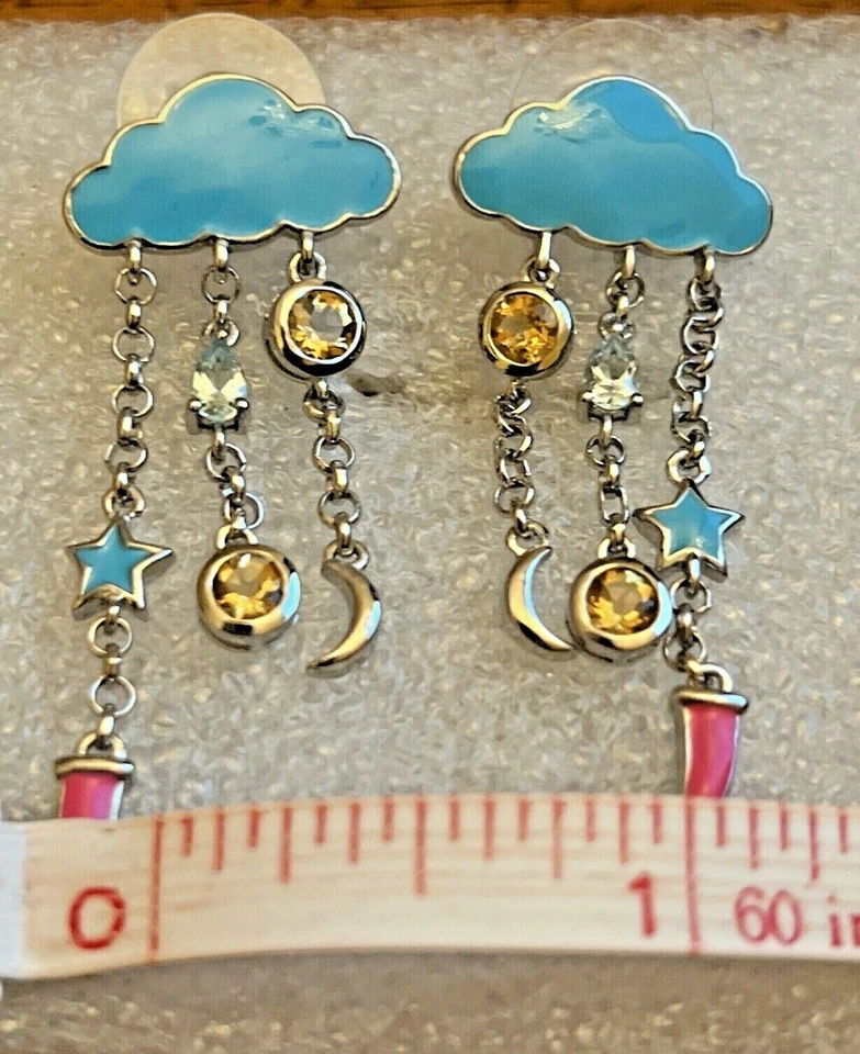 Pendientes Espirito Santo Aguamarina, Nube Citrino Brasileña Platino Sobre Estela Foto 4 de 4